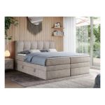 Łóżko kontynentalne ALVIN KING 160x200 - H3 - beżowy, struktura