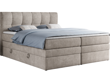 Łóżko kontynentalne ALVIN KING 200x200 - H3 - beżowy, struktura