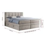 Łóżko kontynentalne ALVIN KING 120x200 - H4 - beżowy, struktura