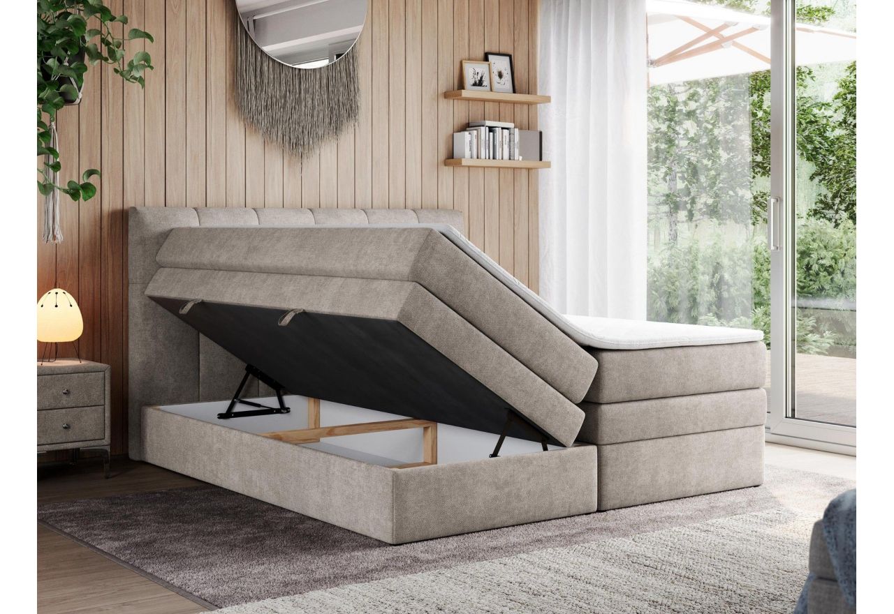 Łóżko kontynentalne ALVIN KING 160x200 - H4 - beżowy, struktura