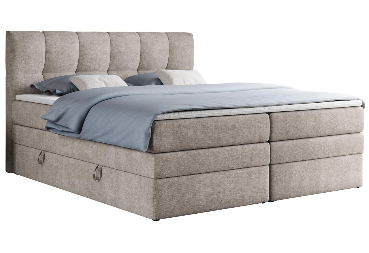 Łóżko kontynentalne ALVIN KING 160x200 - H4 - beżowy, struktura