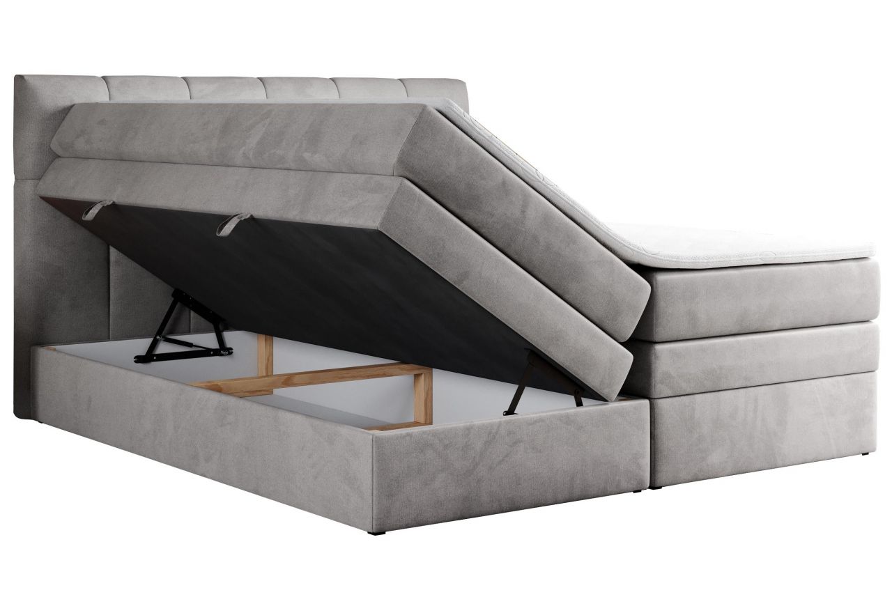 Łóżko kontynentalne ALVIN KING 120x200 - H3 - jasnoszary, welwet