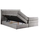 Łóżko kontynentalne ALVIN KING 120x200 - H3 - jasnoszary, welwet