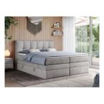 Łóżko kontynentalne ALVIN KING 120x200 - H4 - jasnoszary, welwet