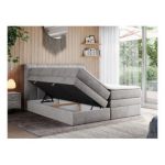 Łóżko kontynentalne ALVIN KING 120x200 - H4 - jasnoszary, welwet