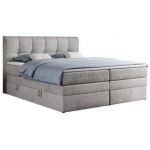 Łóżko kontynentalne ALVIN KING 120x200 - H4 - jasnoszary, welwet