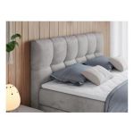 Łóżko kontynentalne ALVIN KING 140x200 - H4 - jasnoszary, welwet