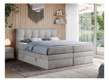 Łóżko kontynentalne ALVIN KING 180x200 - H4 - jasnoszary, welwet