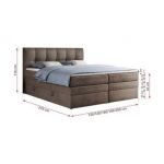 Łóżko kontynentalne ALVIN KING 120x200 - H3 - brązowy, welwet