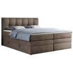 Łóżko kontynentalne ALVIN KING 160x200 - H3 - brązowy, welwet