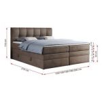 Łóżko kontynentalne ALVIN KING 140x200 - H4 - brązowy, welwet