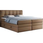 Łóżko kontynentalne ALVIN KING 120x200 - H3 - brązowy, ekoskóra