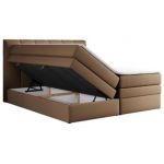 Łóżko kontynentalne ALVIN KING 120x200 - H3 - brązowy, ekoskóra