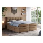 Łóżko kontynentalne ALVIN KING 180x200 - H3 - brązowy, ekoskóra