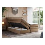 Łóżko kontynentalne ALVIN KING 180x200 - H3 - brązowy, ekoskóra