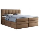 Łóżko kontynentalne ALVIN KING 160x200 - H4 - brązowy, ekoskóra