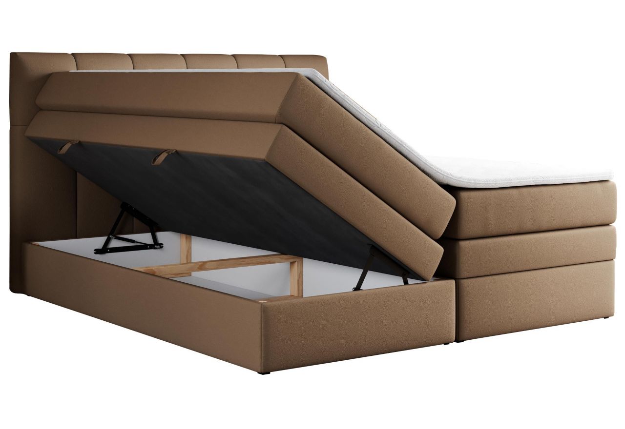 Łóżko kontynentalne ALVIN KING 160x200 - H4 - brązowy, ekoskóra