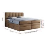 Łóżko kontynentalne ALVIN KING 200x200 - H4 - brązowy, ekoskóra