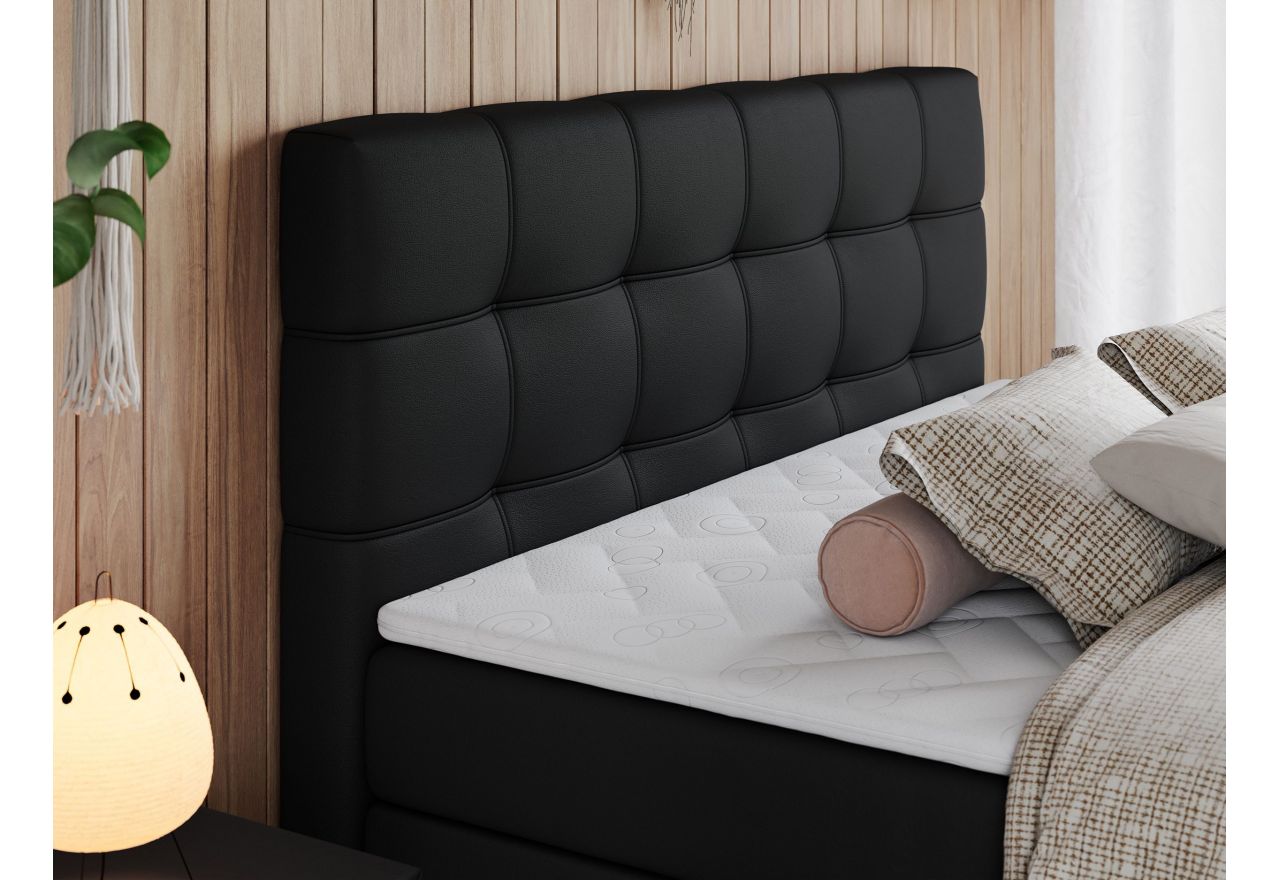 Łóżko kontynentalne ERNI KING 140x200 - H3 - czarny, ekoskóra