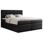 Łóżko kontynentalne ERNI KING 140x200 - H3 - czarny, ekoskóra