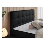 Łóżko kontynentalne ERNI KING 200x200 - H3 - czarny, ekoskóra