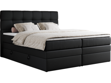 Łóżko kontynentalne ERNI KING 140x200 - H4 - czarny, ekoskóra