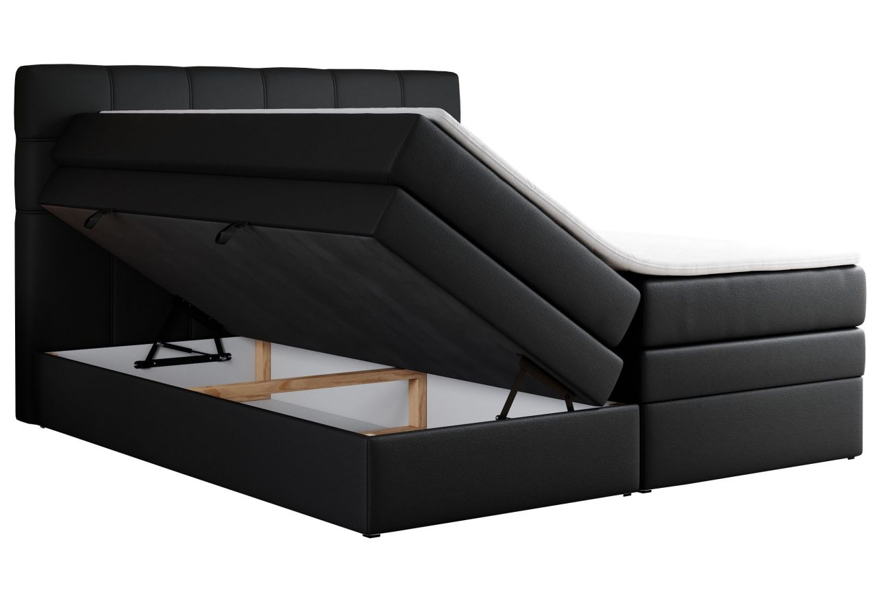 Łóżko kontynentalne ERNI KING 140x200 - H4 - czarny, ekoskóra