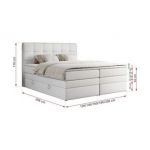 Łóżko kontynentalne ERNI KING 120x200 - H3 - biały, ekoskóra