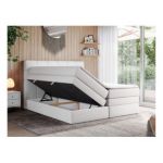 Łóżko kontynentalne ERNI KING 120x200 - H3 - biały, ekoskóra