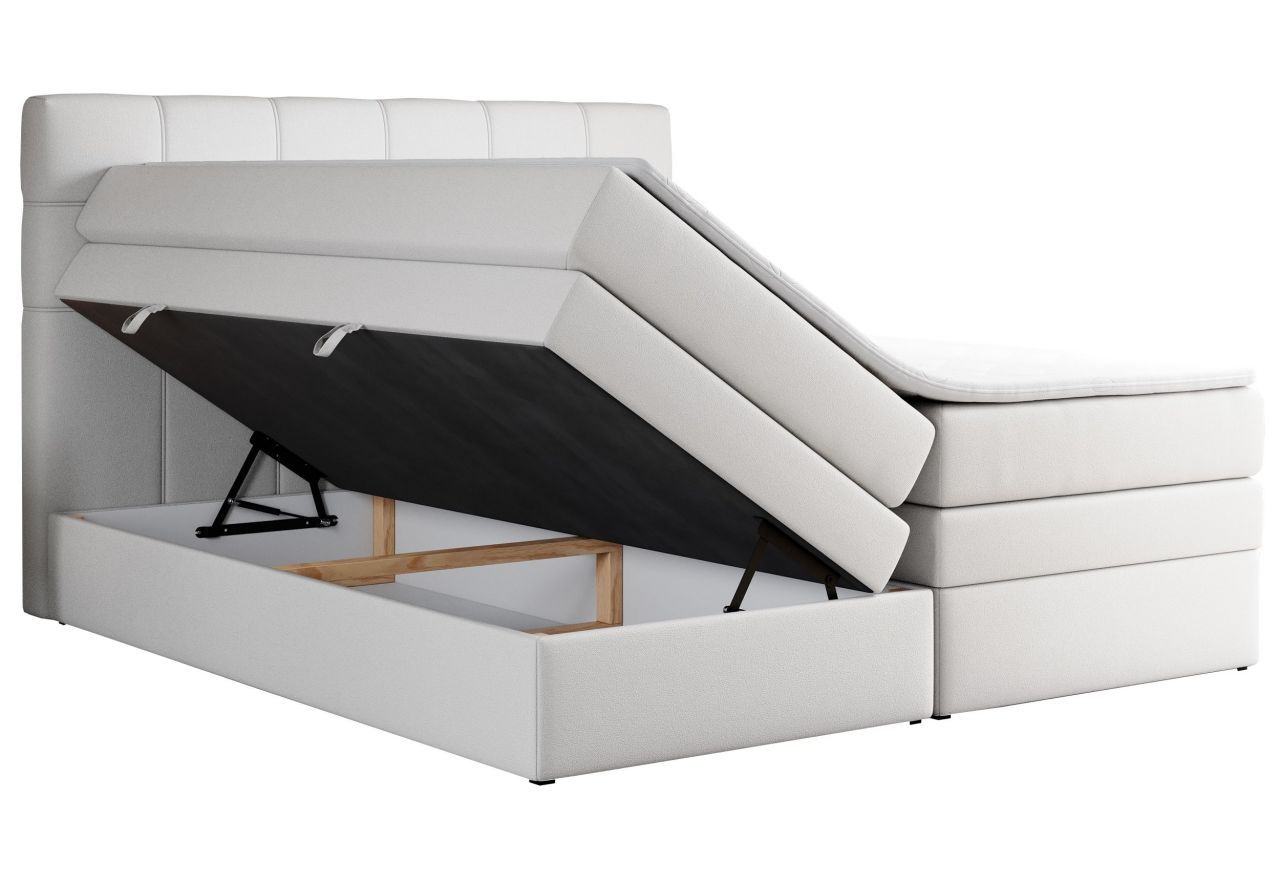 Łóżko kontynentalne ERNI KING 140x200 - H3 - biały, ekoskóra