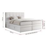 Łóżko kontynentalne ERNI KING 160x200 - H3 - biały, ekoskóra