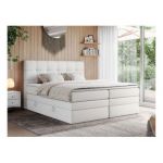 Łóżko kontynentalne ERNI KING 200x200 - H3 - biały, ekoskóra