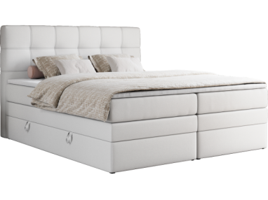 Łóżko kontynentalne ERNI KING 120x200 - H4 - biały, ekoskóra