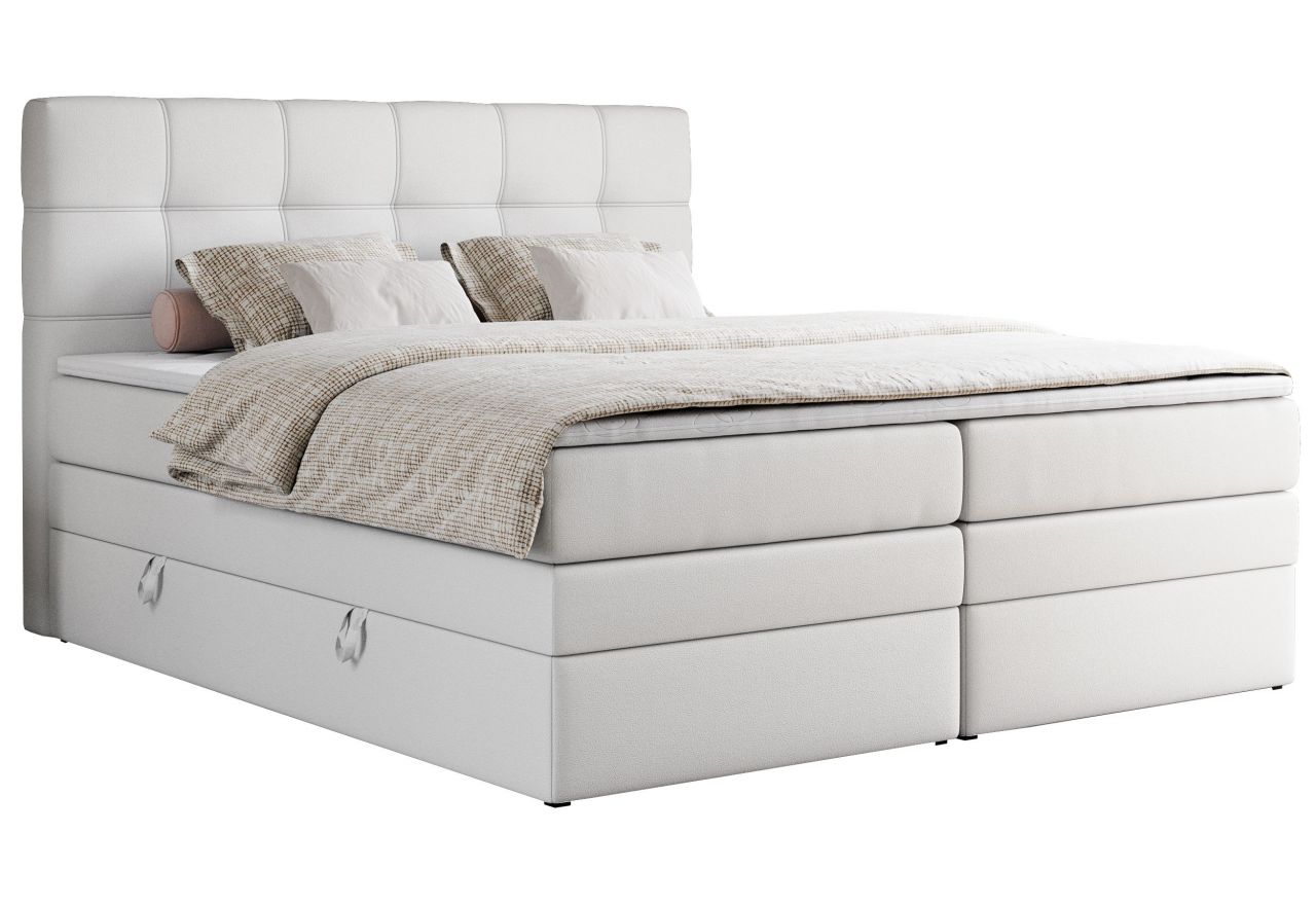 Łóżko kontynentalne ERNI KING 120x200 - H4 - biały, ekoskóra