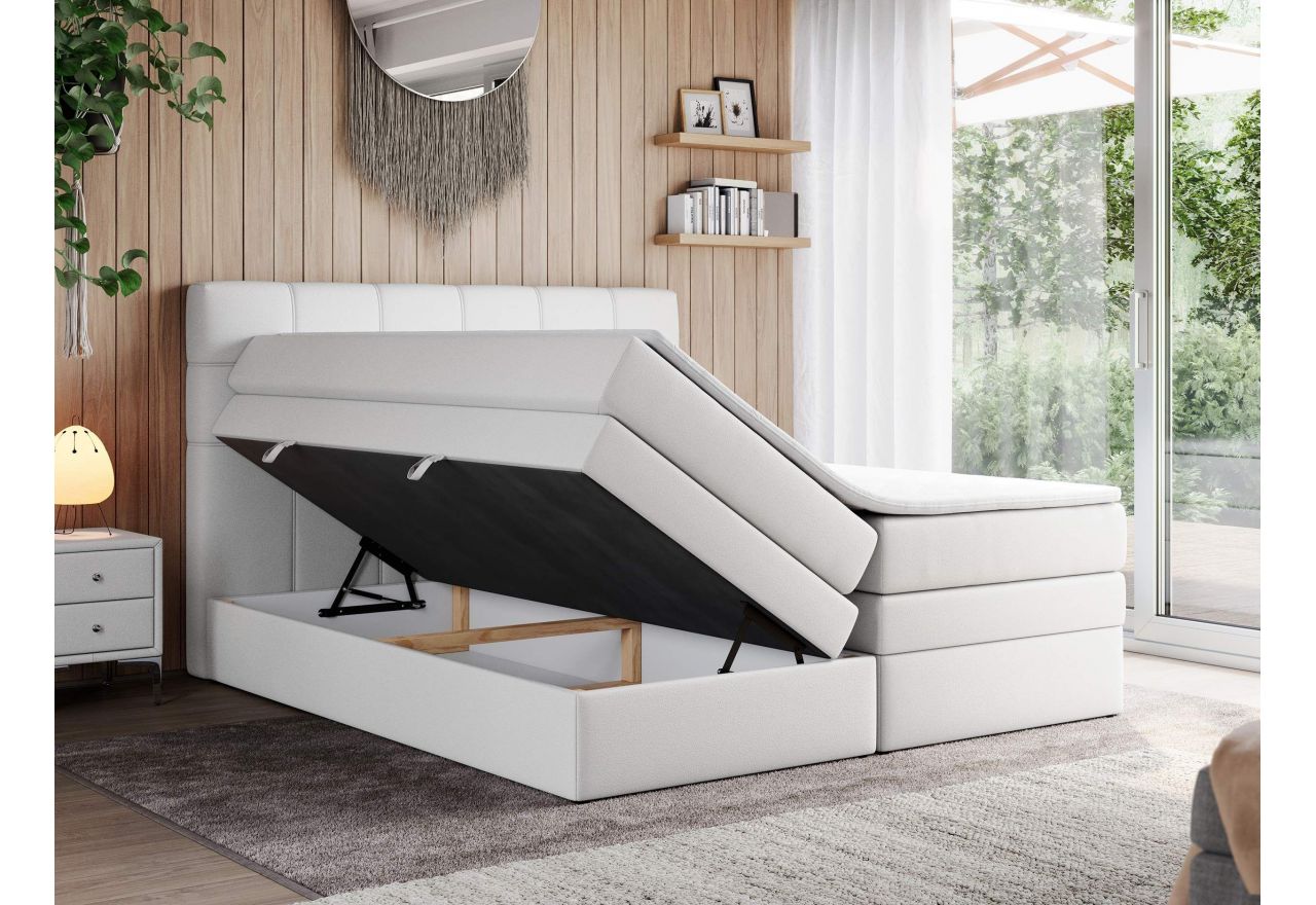 Łóżko kontynentalne ERNI KING 160x200 - H4 - biały, ekoskóra