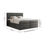 Łóżko kontynentalne ERNI KING 120x200 - H3 - szary, ekoskóra