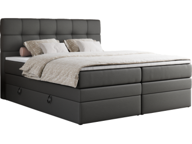 Łóżko kontynentalne ERNI KING 140x200 - H3 - szary, ekoskóra