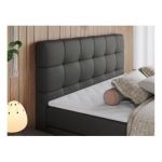 Łóżko kontynentalne ERNI KING 140x200 - H3 - szary, ekoskóra