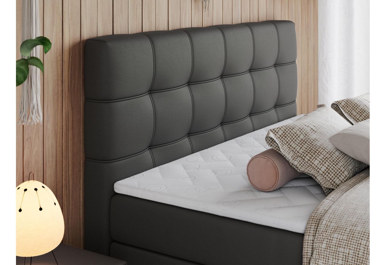 Łóżko kontynentalne ERNI KING 160x200 - H3 - szary, ekoskóra