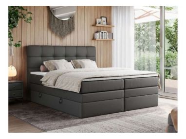 Łóżko kontynentalne ERNI KING 180x200 - H3 - szary, ekoskóra