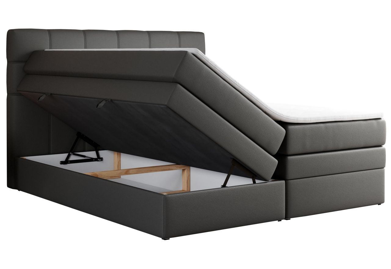 Łóżko kontynentalne ERNI KING 180x200 - H3 - szary, ekoskóra