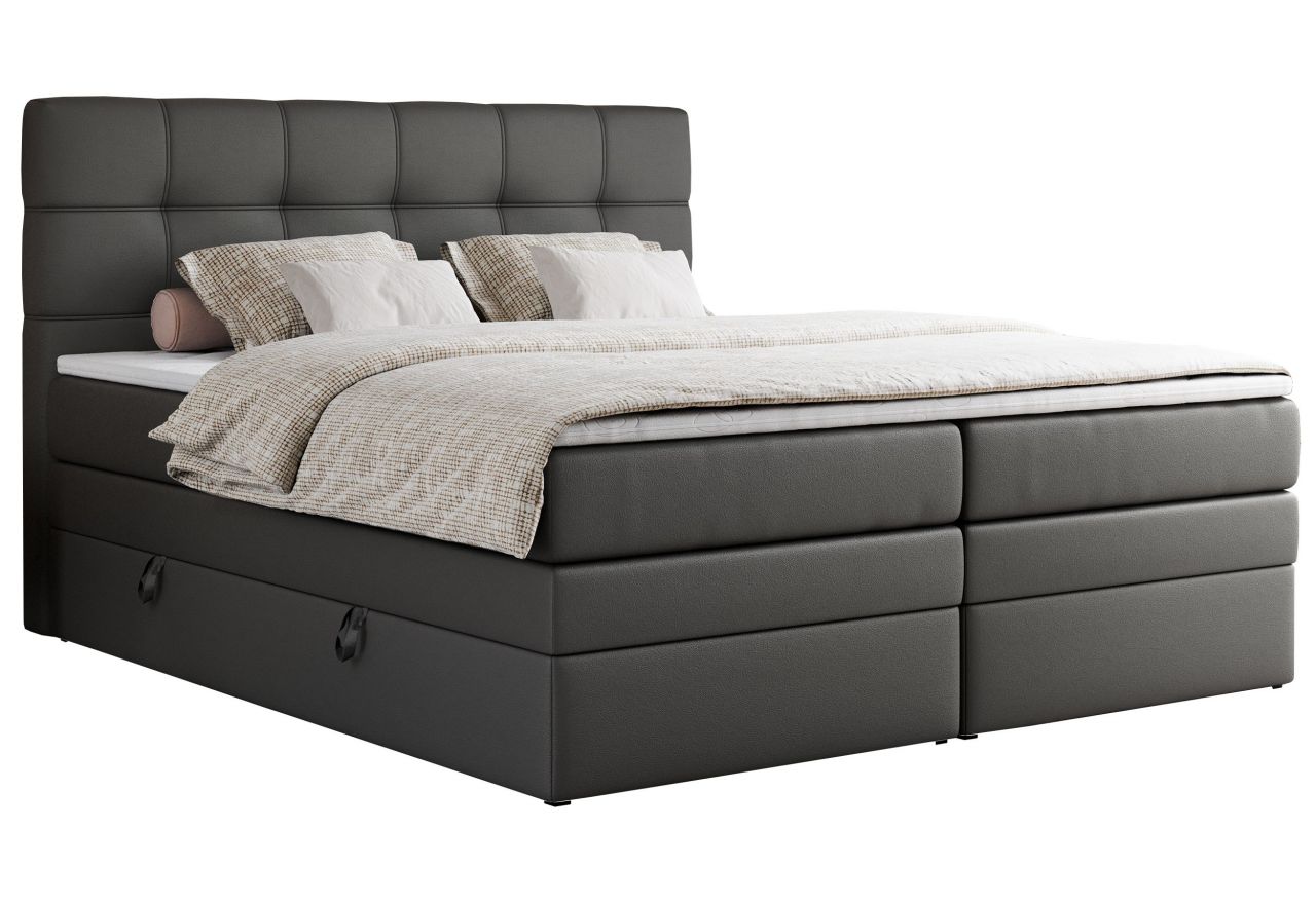 Łóżko kontynentalne ERNI KING 180x200 - H4 - szary, ekoskóra