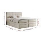 Łóżko kontynentalne ERNI KING 120x200 - H3 - beżowy, welwet