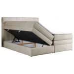 Łóżko kontynentalne ERNI KING 200x200 - H3 - beżowy, welwet