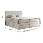 Łóżko kontynentalne ERNI KING 120x200 - H4 - beżowy, welwet