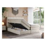 Łóżko kontynentalne ERNI KING 120x200 - H4 - beżowy, welwet