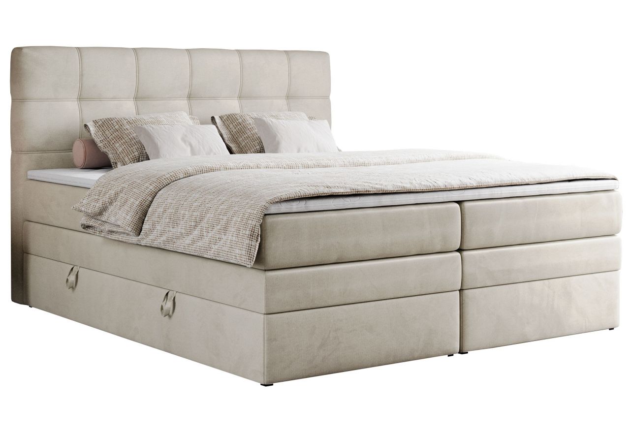 Łóżko kontynentalne ERNI KING 120x200 - H4 - beżowy, welwet