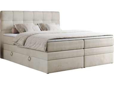 Łóżko kontynentalne ERNI KING 140x200 - H4 - beżowy, welwet