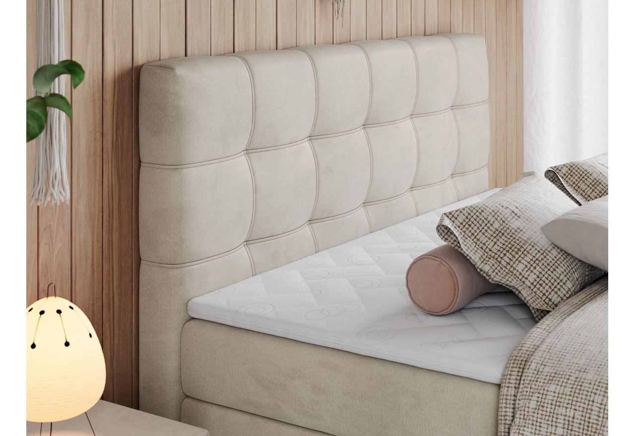 Łóżko kontynentalne ERNI KING 160x200 - H4 - beżowy, welwet