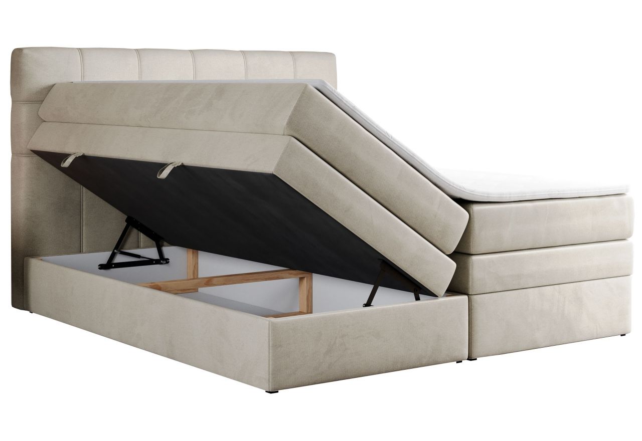 Łóżko kontynentalne ERNI KING 160x200 - H4 - beżowy, welwet